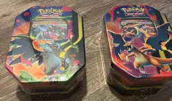 Mega Charizard X and Y Tins Sealed 2026 Set of 2 Pokemon TCG Phantasmal Flames - Image 1