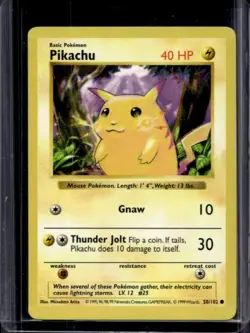 1999 Pokemon Shadowless Pikachu #58/102 - Image 1