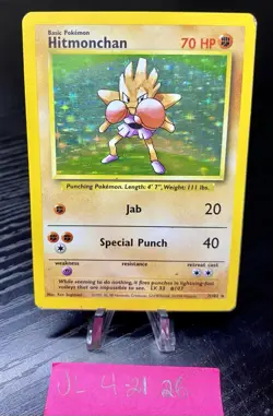 Hitmonchan 7/102 Base Set Pokemon Card RARE Holo - Image 1