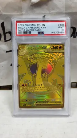 2025 MEGA CHARIZARD X EX HYPER RARE GOLD PHANTASMAL FLAMES POKEMON PSA 9 #130 - Image 2