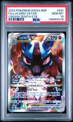 2023 POKEMON SWSH BLACK STAR PROMO #291 FULL ART/LUCARIO VSTAR PSA 10 - Image 1