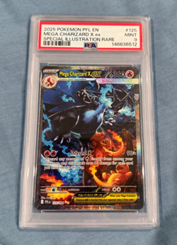 2025 POKEMON PHANTASMAL FLAMES SPECIAL ILLUSTRATION MEGA CHARIZARD X EX PSA 9 - Image 1