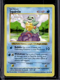 1999 Pokemon Shadowless Squirtle #63/102 - Image 1