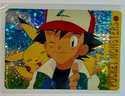 ASH PIKACHU WINK Pocket Monsters Pokemon Japanese Anime Vending Prism Sticker NM - Image 1