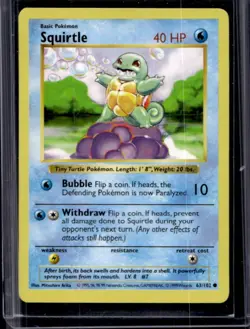 1999 Pokemon Shadowless Squirtle #63/102 - Image 1