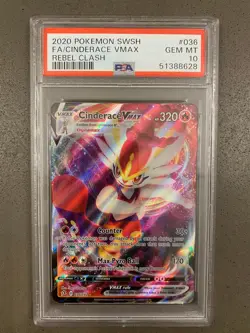 Cinderace VMAX 036/192 Pokemon Sword And Shield Rebel Clash PSA 10 GEM MINT - Image 1