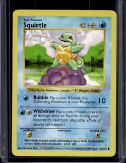 1999 Pokemon Shadowless Squirtle #63/102 - Image 1