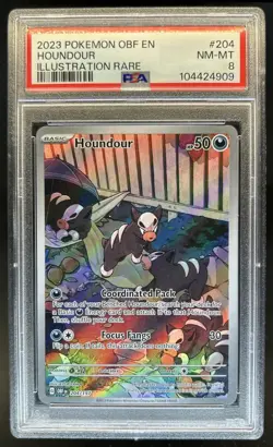 2023 Pokemon SV Obsidian Flames Houndour Illustration Rare #204/197 PSA 8 - Image 1