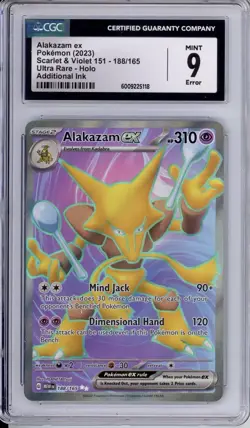 CGC 9 Alakazam ex Pokemon S&V 151 Alt Art ERROR #188 - Image 1
