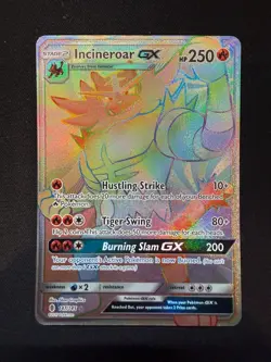 Pokemon Incineroar GX Secret Rare Full Art Holo 147/145 SM Guardians Rising - Image 1