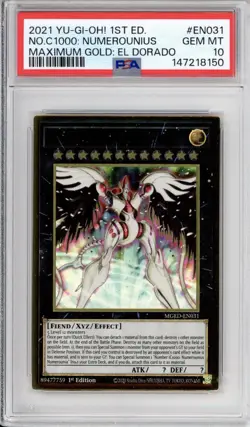 PSA 10 Number C1000: Numerounius Yu-Gi-Oh! Max Gold El Dorado MGED-EN031 - Image 1