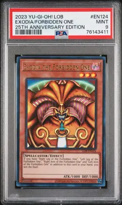 25TH ANNIVERSARY: EXODIA THE FORBIDDEN ONE LOB-EN124 ULTRA RARE PSA 9 - Image 1