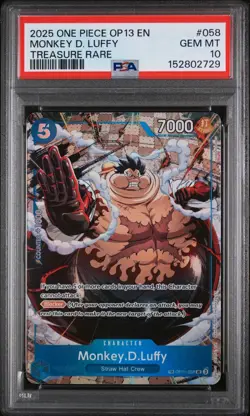 PSA 10 Monkey D Luffy OP11-058 Carrying On His Will Treasure Rare One Piece CCG - Image 1