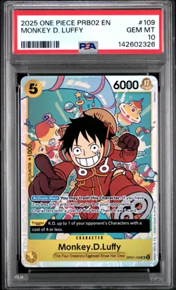 2025 ONE PIECE PRB02-PREMIUM BOOSTER VOL.2 #109 MONKEY D. LUFFY PSA 10 - Image 1