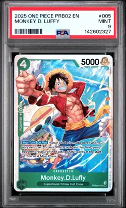 2025 ONE PIECE PRB02 #005 MONKEY D. LUFFY PSA 9 - Image 1