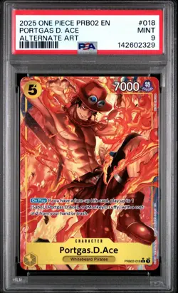 One Piece - Premium Booster Vol. 2 Portgas.D.Ace PRB02-018 Alt Art PSA 9 ACE - Image 1