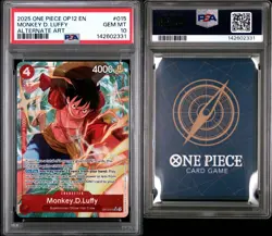 2025 One Piece OP12 EN Monkey D Luffy Alternate Art #015 PSA 10 GEM MINT - Image 3