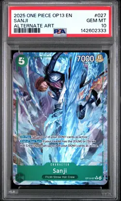 2025 ONE PIECE OP13-CARRYING ON HIS WILL ALTERNATE ART #027 SANJI PSA 10 - Image 1
