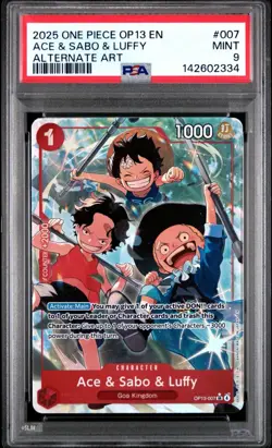 2025 One Piece OP13 #007 Ace & Sabo & Luffy Alternate Art PSA 9 MINT - Image 1