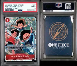 2025 One Piece OP13 #007 Ace & Sabo & Luffy Alternate Art PSA 9 MINT - Image 3