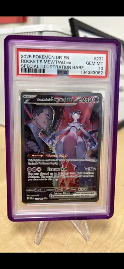 Pokemon 2025 Team Rocket's Mewtwo ex 231/182 SIR Destined Rivals GEM MINT PSA 10 - Image 1