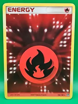 Fire Energy 104/108 Power Keepers Holo Rare Vintage Pokemon Card - Image 2