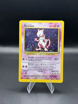 Pokemon Mewtwo TCG Base Set Holo Unlimited Rare Card 10/102 MP Condition - Image 1