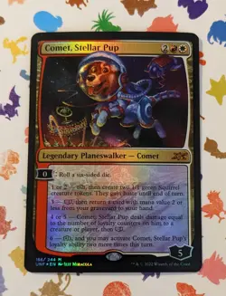 Magic The Gathering TCG Comet, Stellar Pup 166/244, Unfinity, Foil 2022 - Image 1