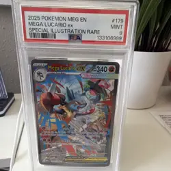 Pokemon TCG Me01 Mega Lucario EX Special Illustration Rare Holo 179/132 PSA 9 - Image 1