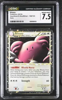 CGC 7.5 Blissey 2010 HeartGold & SoulSilver 106/123 Holo Pokemon Card - Image 1
