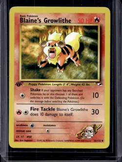 2000 Pokemon Gym Heroes 1st Edition Blaine's Growlithe #35/132 - Image 1