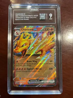 Pokemon English Charizard ex 161 2024 Black Star Promos - TAG 8.5 NM M+ - Image 3