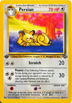 Pokemon Jungle Set 1st Edition Regular Finish Persian 42/64 LP-NM Vintage - Image 1