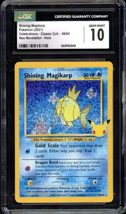 2021 Pokemon Celebrations Classic Collection Shining Magikarp 66/64 CGC 10 - Image 1