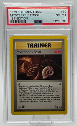 1999 POKEMON FOSSIL #62 MYSTERIOUS FOSSIL 1ST EDITION PSA 8 NM-MT - Image 1