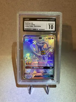 Pokemon 2019 Hidden Fates Reshiram GX SV51/SV94 Full Art CGC 10 (With Guard) - Image 1