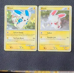 Pokemon TCG Minum & Plusle Cracked Ice Holo Promo HGSS17 & HGSS16 LP - Image 1