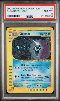 2002 POKEMON EXPEDITION #8 CLOYSTER-HOLO PSA 8 - Image 1