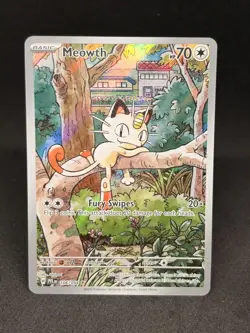Meowth 106/094 NM Holo Illustration Rare Phantasmal Flames Pokemon Card English - Image 1