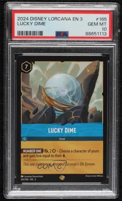 2023 Disney Lorcana - Into The Inklands 3 Lucky Dime #165 PSA 10 GEM MT - Image 1
