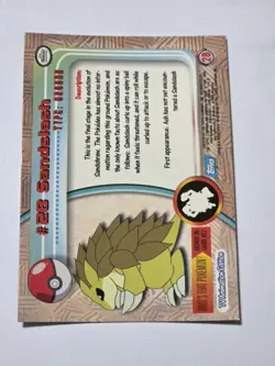 Sandslash #28 1999 Topps Pokemon Card TV Animation - Image 2