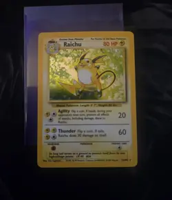 Pokemon Base Set Raichu Holo Rare TCG Card Moderately Played - Image 2