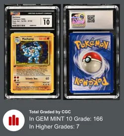 CGC 10 GEM MINT Machamp 1999 Base Set 1st Edition 8/102 Holo Pokemon Card - Image 3
