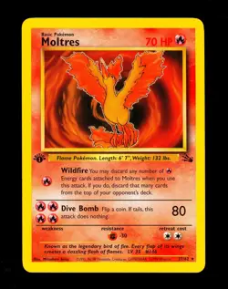 1999 Pokemon MOLTRES Fossil Set 1ST EDITION Non Holo RARE Card 27/62 WotC NM - Image 1