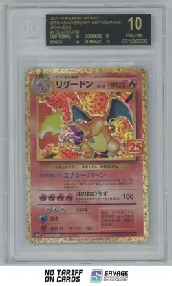 2021 Pokemon Promo 25th Anniversary JPN PRISTINE Charizard Holo BGS 10 #001/025 - Image 1