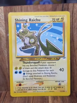Pokemon Shining Raichu 111/105 Neo Destiny Holo Secret Rare Unlimited 70 HP - Image 1