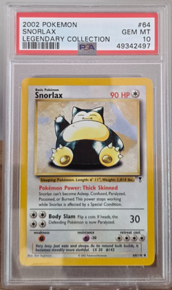 2002 POKEMON LEGENDARY COLLECTION #64 SNORLAX PSA 10 - Image 1