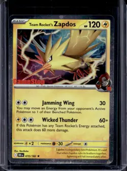 2025 Pokemon DRI Team Rocket's Zapdos Promos Gamestop Promo Cosmos #070/182 - Image 1