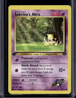 2000 Pokemon Gym Challenge 1st Edition Sabrina's Abra #94/132 - Image 1