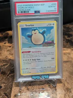 Pokemon Snorlax SWSH068 Sword & Shield Promo Prerelease Holo PSA 10 - Image 1